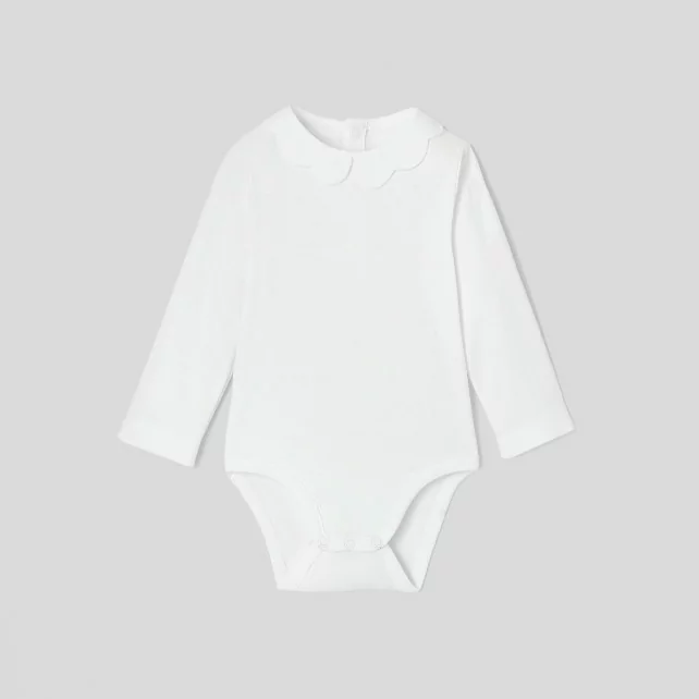 Baby girl bodysuit with scalloped collar