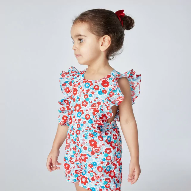 لباس من قطعة واحدة بطبعة ليبرتي للفتيات الصغيرات
