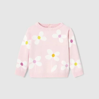 Baby girl intarsia flower jumper