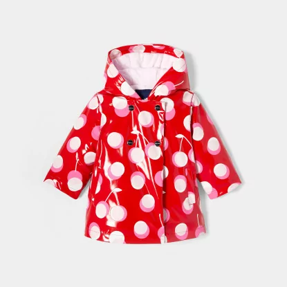 Baby girl cherry print raincoat