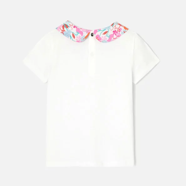 Girl T-shirt with Liberty fabric collar