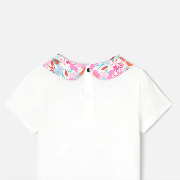 Girl T-shirt with Liberty fabric collar