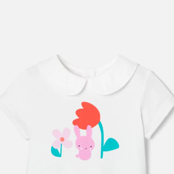Baby girl T-shirt with Claudine collar