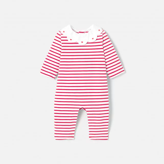 Baby girl jumpsuit in striped jersey